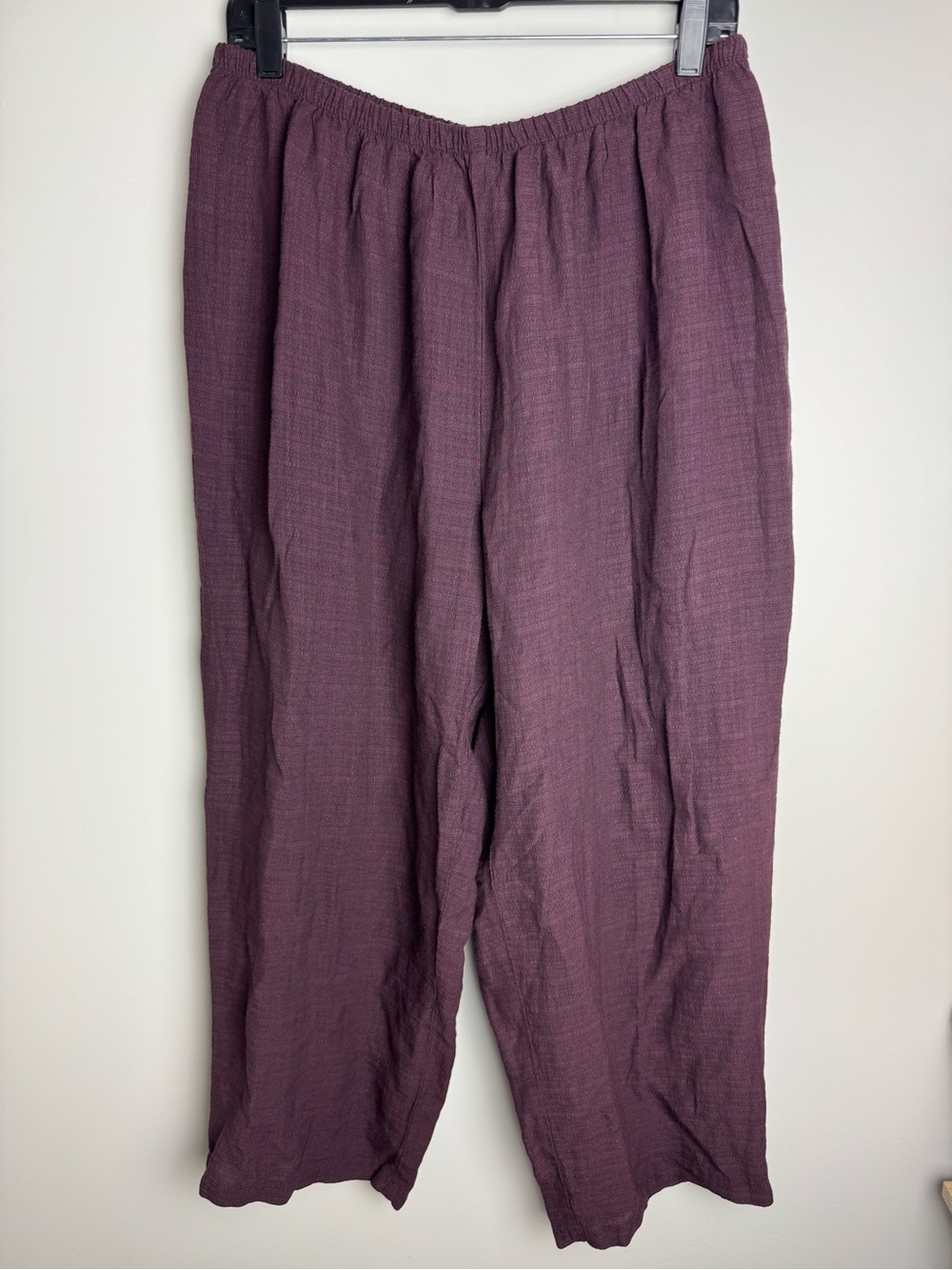 Eileen Fisher Relaxed Elastic-Waist Pants in Deep Plum